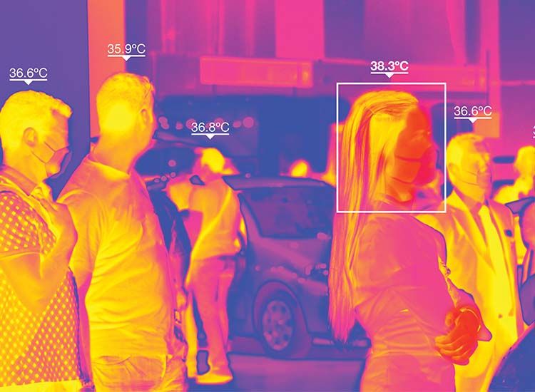 thermal camera screen with people