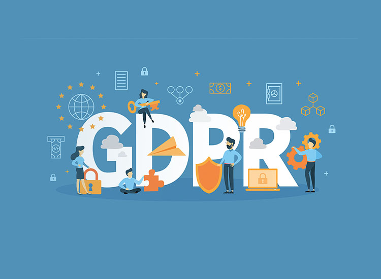 Letters GDPR with people on
